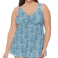 Raisins Curve Women's Trendy Plus Size Printed Lucia Swimdress  Swimsuit Blue Size 14W