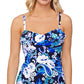 Island Escape Women's Printed Ruffled Front Tahiti Tankini Top Swimsuit Black Size 10