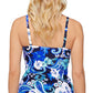Island Escape Women's Printed Ruffled Front Tahiti Tankini Top Swimsuit Black Size 10