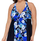 Island Escape Women's Plus Printed Underwire Swimdress Swimsuit Black