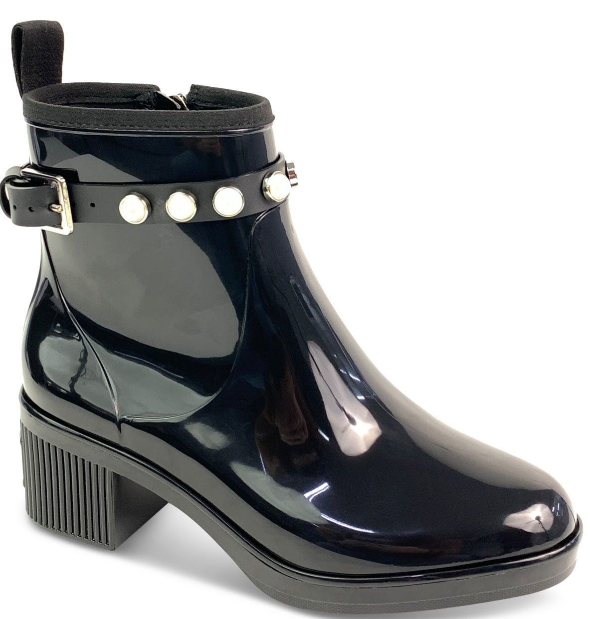 Kate Spade New York Women's Puddle Pearly Stud Rain Boots Black Size 10 B