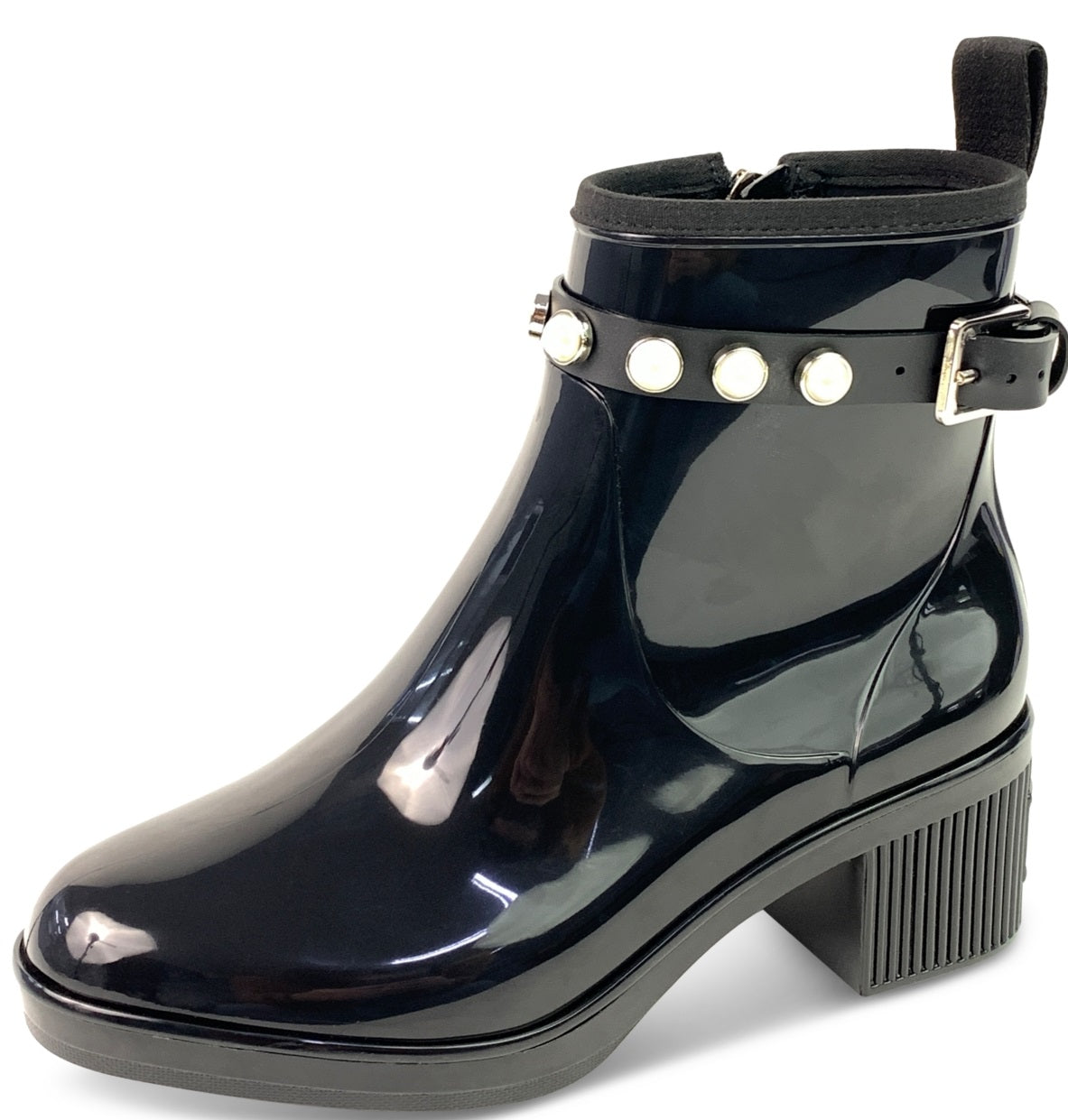 Kate Spade New York Women's Puddle Pearly Stud Rain Boots Black Size 10 B