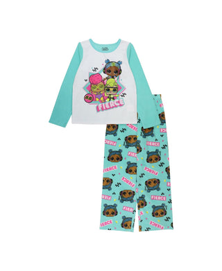Lol Surprise Little Girl's Top and Pajama 2 Piece Set White Size 4