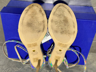 Stuart Weitzman Women's High Heel Wrap Sandals Gray Size 7.5 M