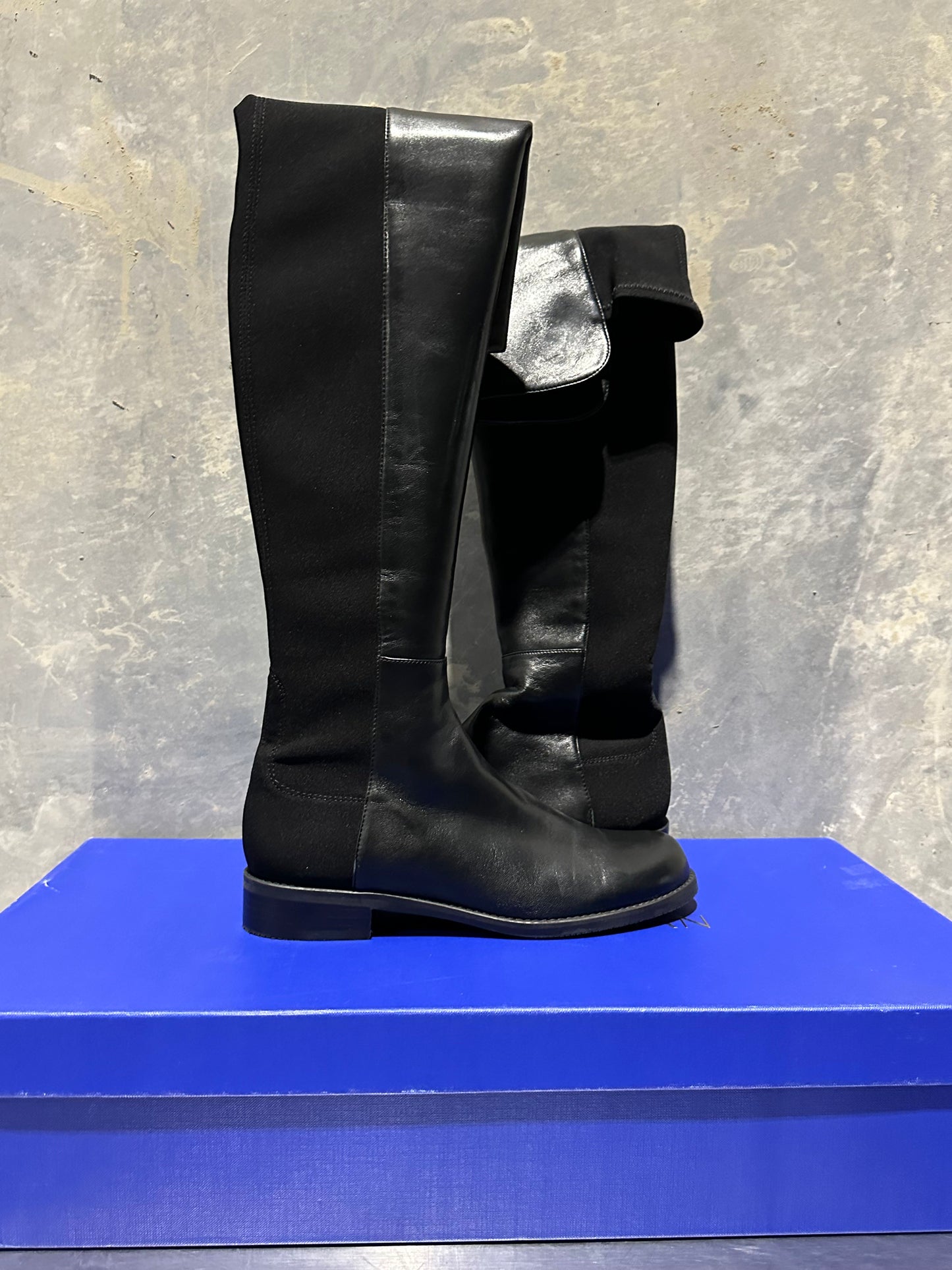 Stuart Weitzman Women's Knee High Lug Sole Riding Boots Black Size 9.5