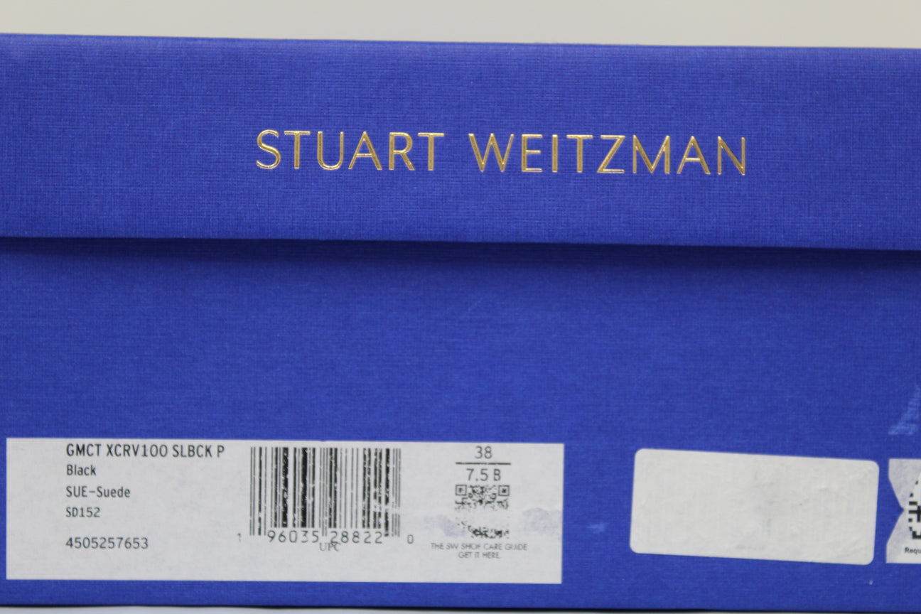 Stuart Weitzman Women's Gemcut Curve Pointed Toe Slingback Pump Black Size 7.5