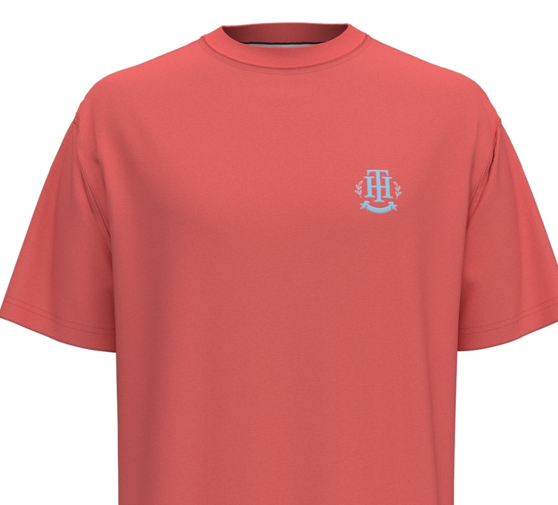 Tommy Hilfiger Men's Jersey Monogram Short Sleeve TShirt Pink Size Medium