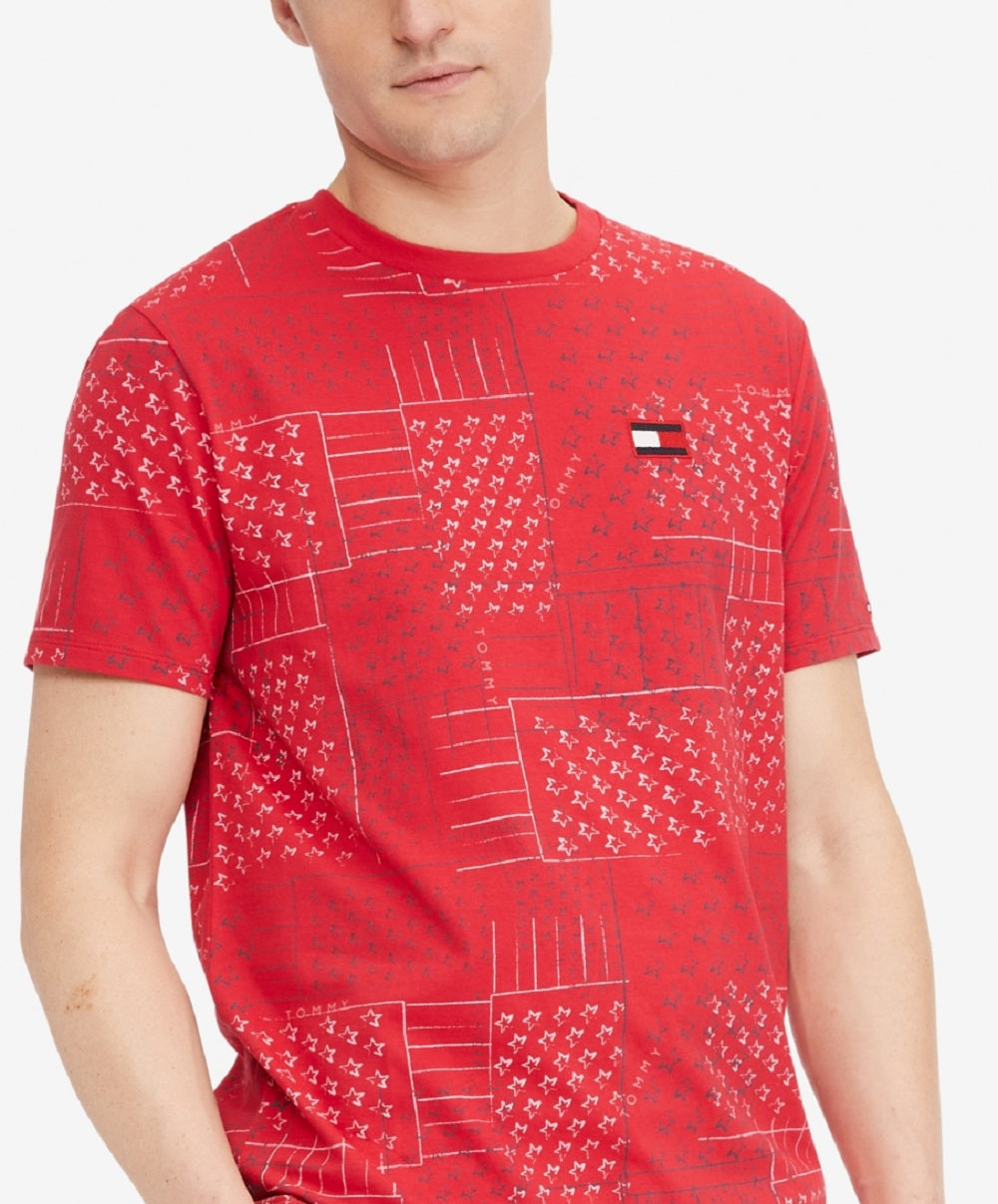 Tommy Hilfiger Men's All Over Road Trip T-Shirt Red Size Large