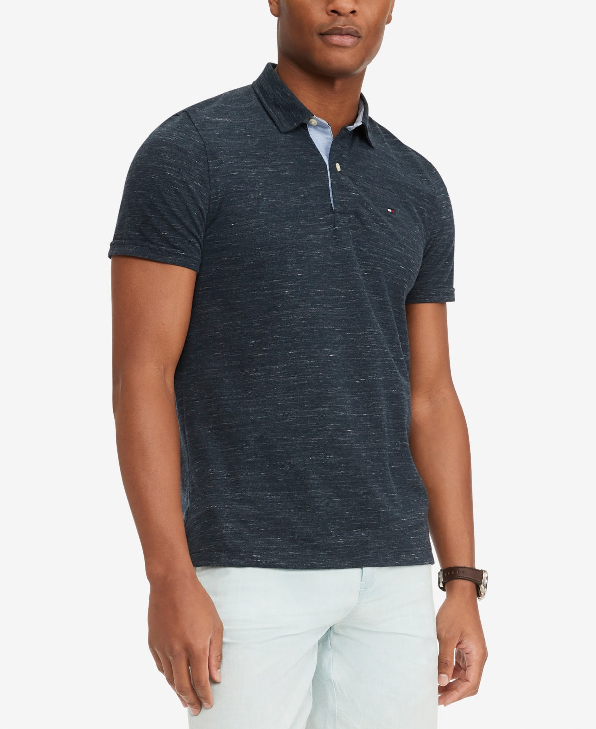 Tommy Hilfiger Men's Spaced Dyed Custom Fit Polo Blue Size XXX-Large