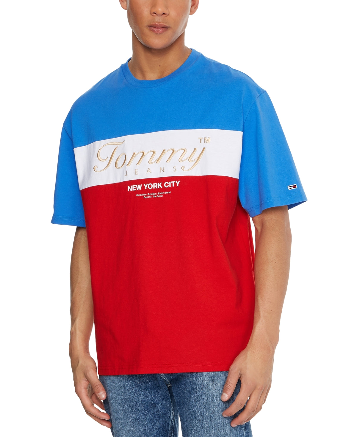 Tommy Jeans Men's Archive Stripe Boxy Fit T-Shirt Red Size X-Large