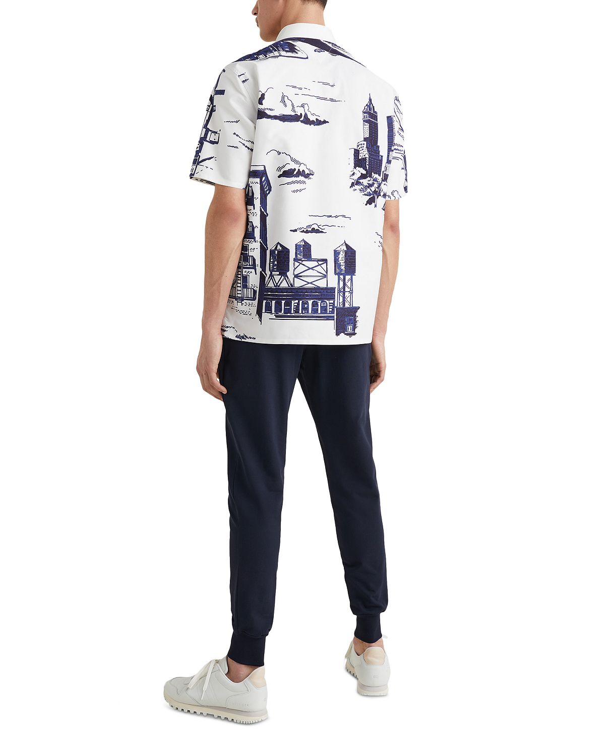 Tommy Hilfiger Men's Toile De Jouv Nyc Custom Fit Shirt White Size Small