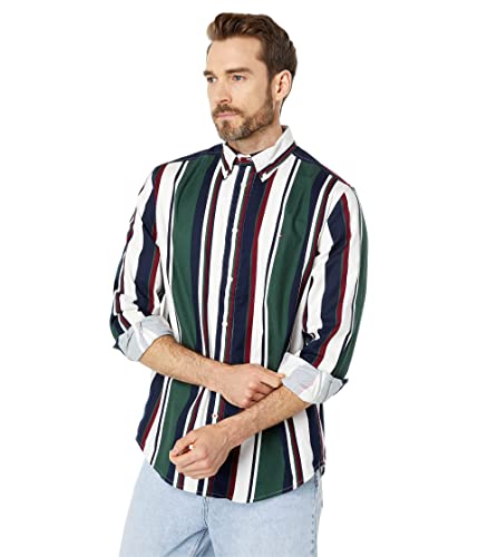 Tommy Hilfiger Men's Adaptive Classic Fit Bold Stripe Long Sleeve Shirt Black Size X-Large