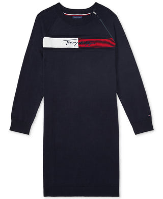 Tommy Hilfiger Women's Zip Logo Sweater Dress Blue Size Large