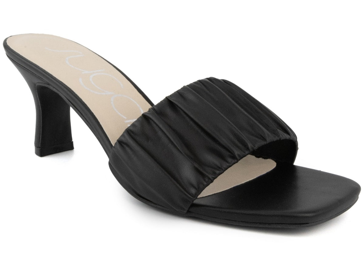 Sugar Women's Leader Kitten Heel Ruched Dress Sandals Black Size 7 M
