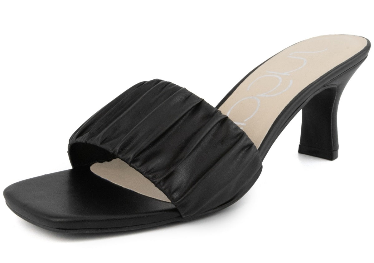Sugar Women's Leader Kitten Heel Ruched Dress Sandals Black Size 7 M