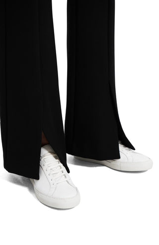 Theory Women's Demitria Slit Double Knit Pants Black Size 10