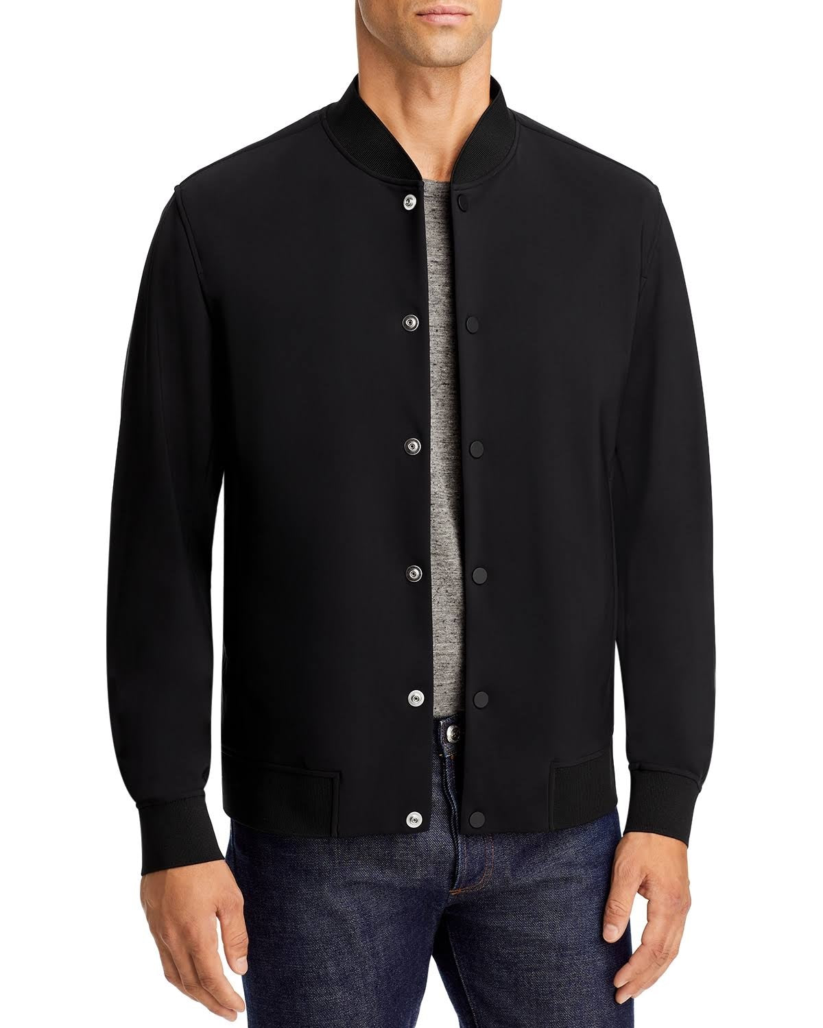 Theory Men's Murphy Precision Slim Fit Bomber Jacket Black Size Large