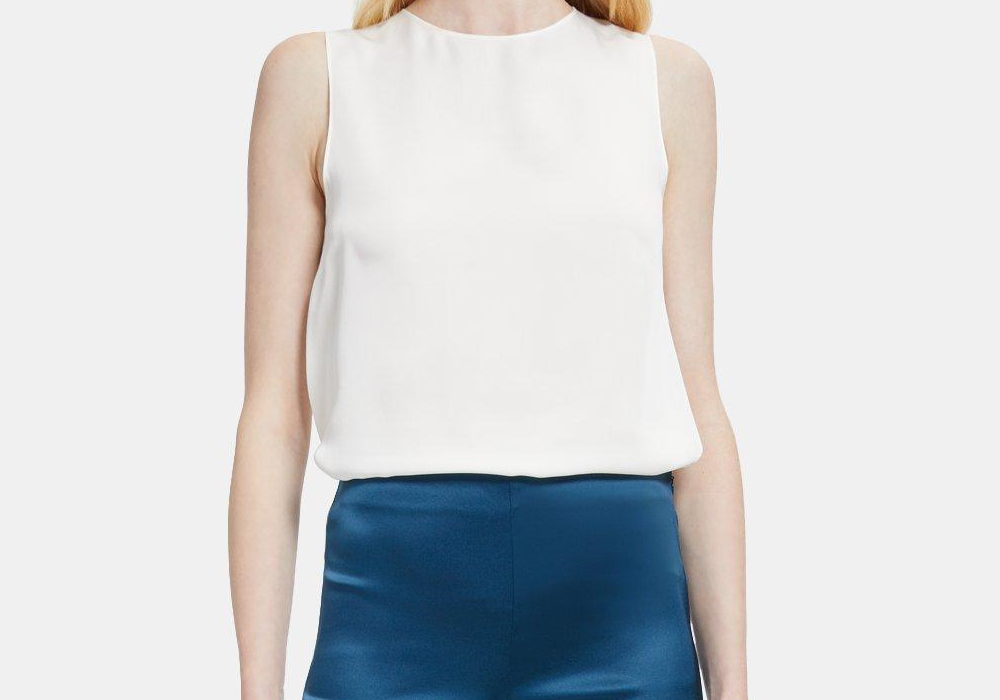 High-Waist Legging in Stretch Satin Blue Size 8