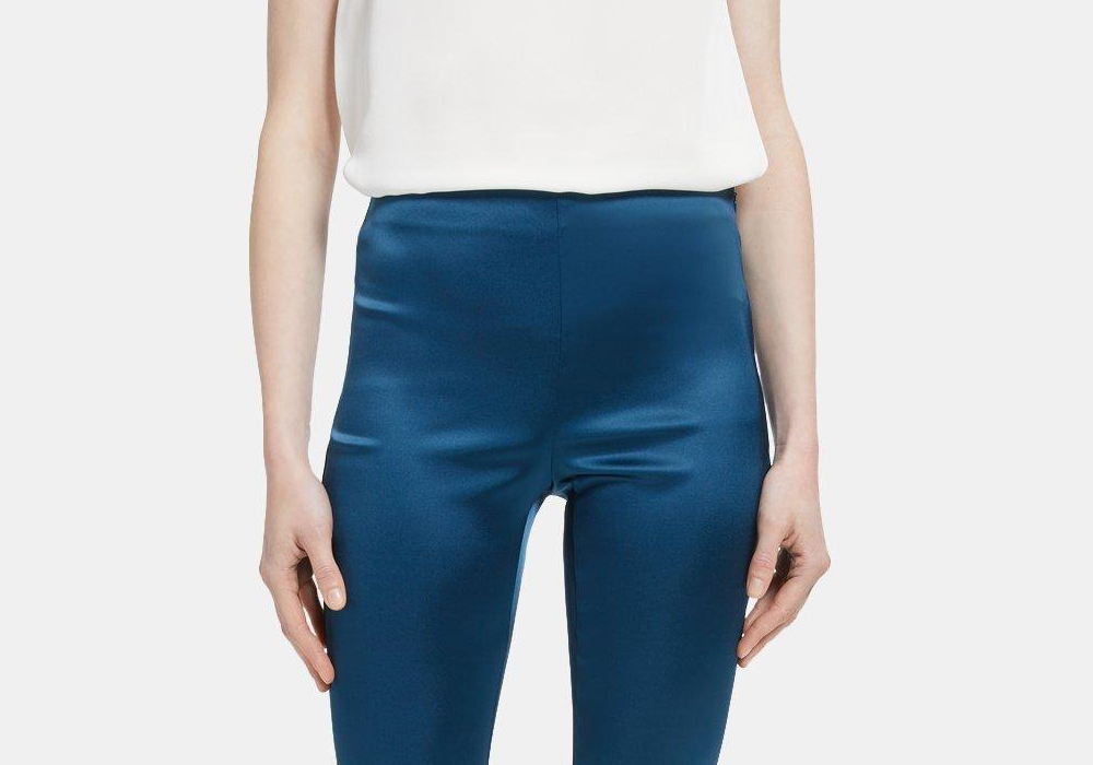 High-Waist Legging in Stretch Satin Blue Size 8