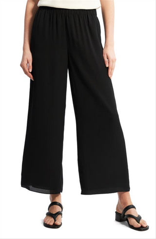 Theory Women's Easy Wide Leg Recycled Polyester Pants Black Size Large