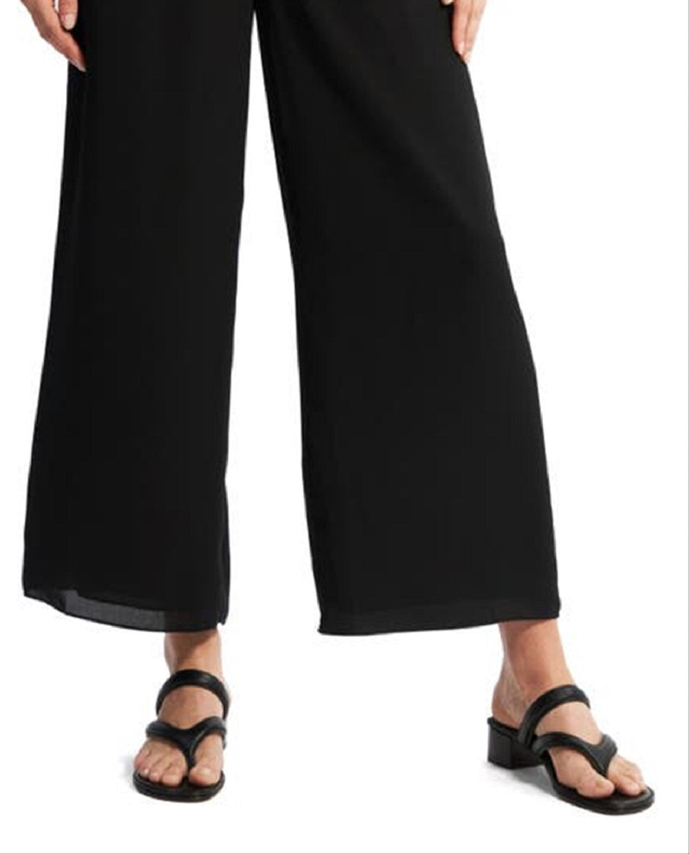 Theory Women's Easy Wide Leg Recycled Polyester Pants Black Size Large