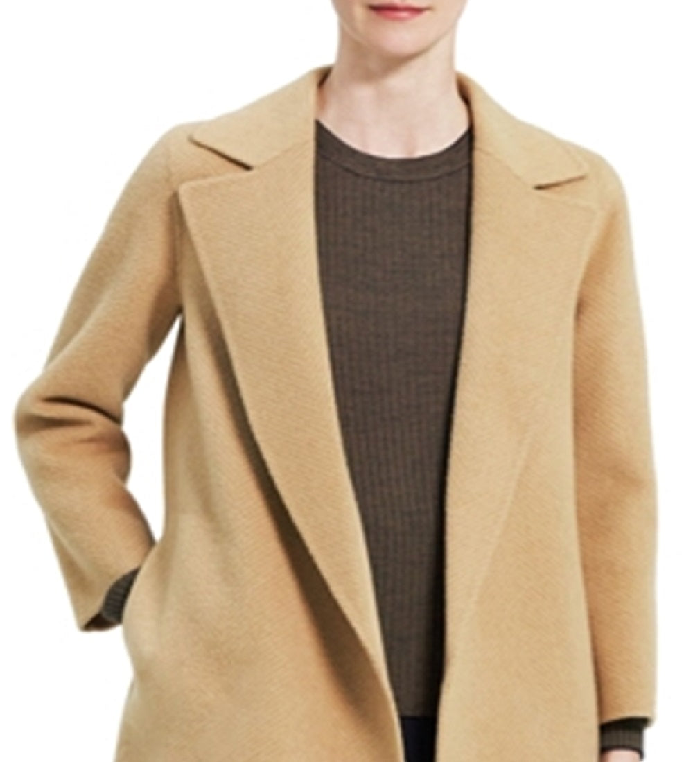 Theory Women's Clairene Chevron Wool Coat Brown Size Small