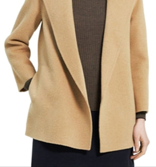 Theory Women's Clairene Chevron Wool Coat Brown Size Small