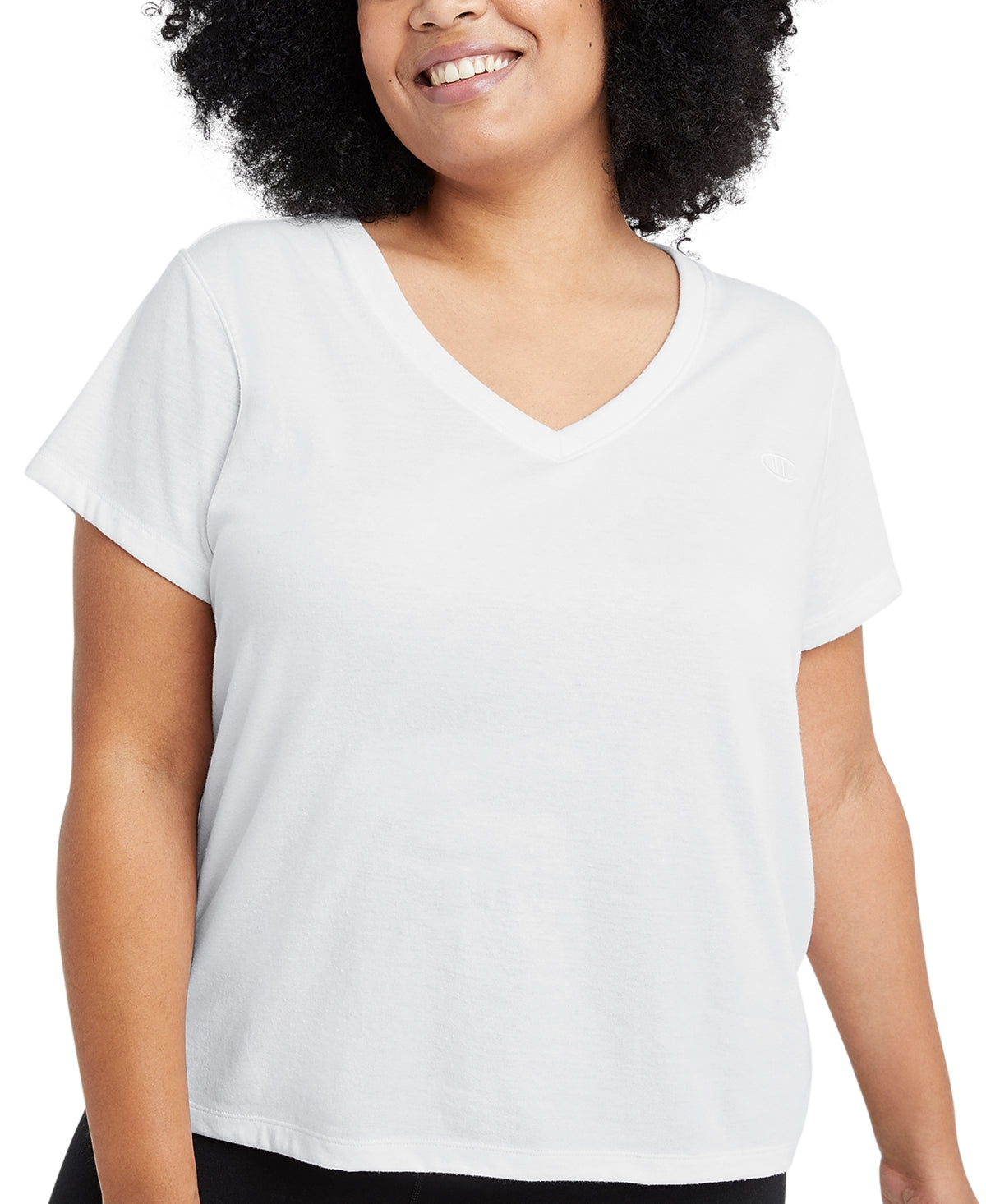 Champion Women's Powerblend T-Shirt White Size 1X