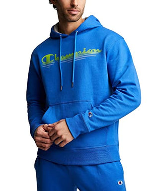 Champion Men's Logo Hoodie Blue Size Medium