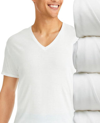 Hanes Men's Ultimate 4 Pk Moisture Wicking Stretch V Neck T-Shirts White Size M