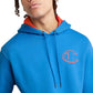 Champion Men's Powerblend Standard Fit Logo Print Fleece Hoodie Blue Size Large