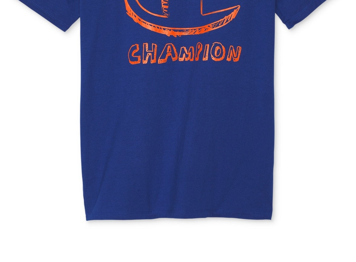 Champion Men's Classic Standard-Fit Logo Graphic T-Shirt Blue Size XX-Large