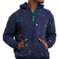 Champion Men's Slim Fit Global Explorer Quarter Zip Paint Splatter Hoodie Blue