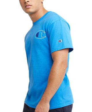 Champion Men's Classic Standard Fit Logo Graphic T-Shirt Blue Size XX-Large