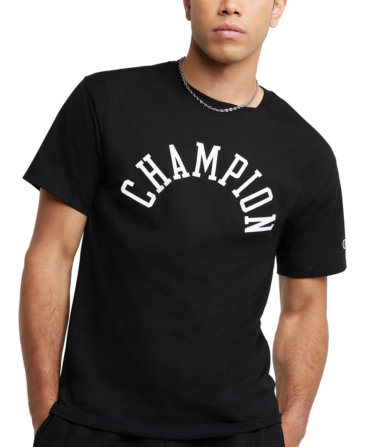 Champion Men's Standard-Fit Logo Graphic T-Shirt Black Size Medium