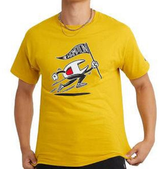 Champion Men's Classic Standard Fit Logo Graphic T-Shirt Yellow Size Large