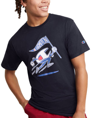 Champion Men's Classic Standard-Fit Logo Graphic T-Shirt Blue Size XL