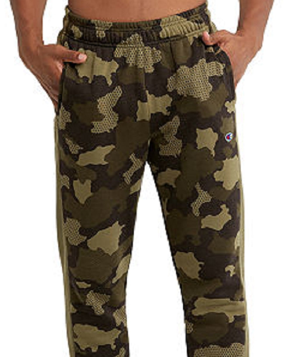 Champion Men's Pattern Fleece Drawstring Sweatpants Green Size Large