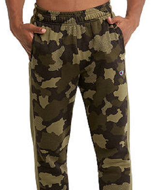 Champion Men's Pattern Fleece Drawstring Sweatpants Green Size Large