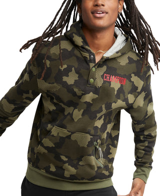 Champion Men's Standard Fit Camouflage Fleece Hoodie Green Size Medium