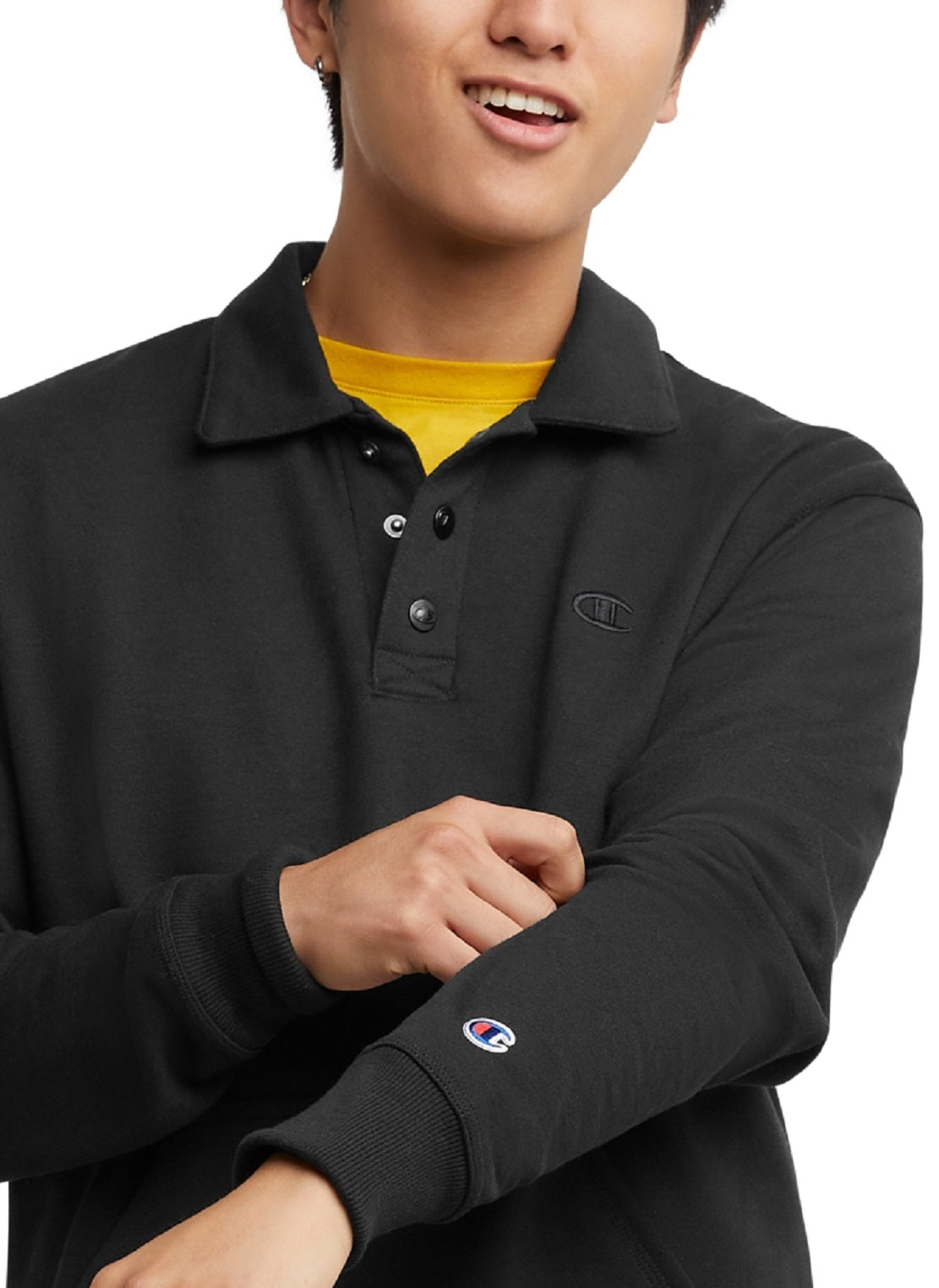 Champion Men's Powerblend Classic Fit Long Sleeve Shirt Black Size Large