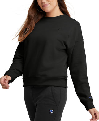 Champion Women's Powerblend Fleece Crewneck Sweatshirt Black Size Small