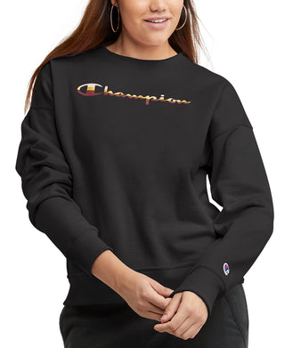 Champion Women's Powerblend Crewneck Sweatshirt Black Size X-Large
