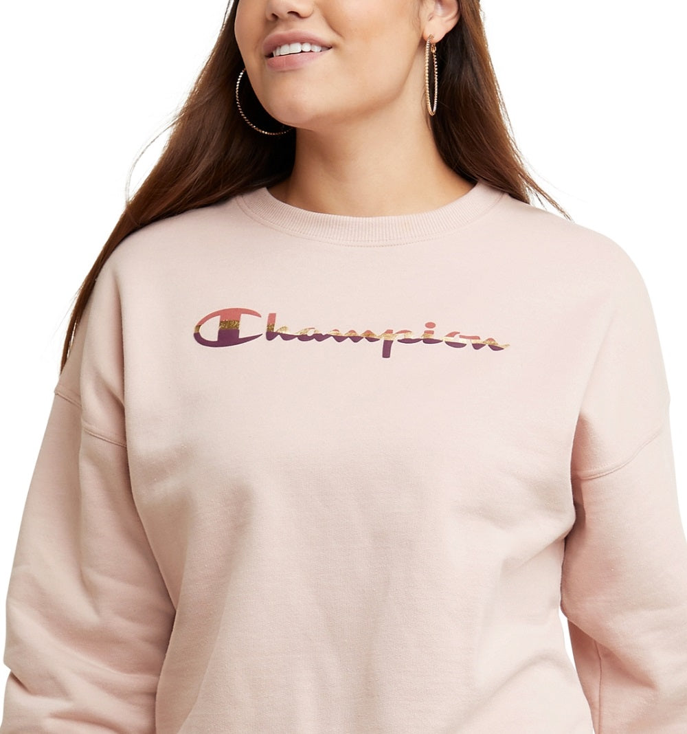 Champion Women's Powerblend Crewneck Sweatshirt Pink Size X-Large