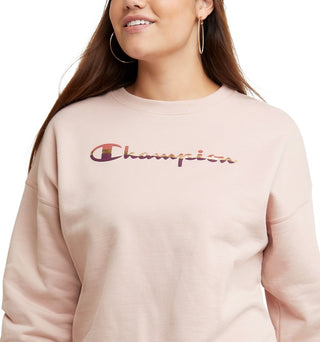 Champion Women's Powerblend Crewneck Sweatshirt Pink Size X-Large