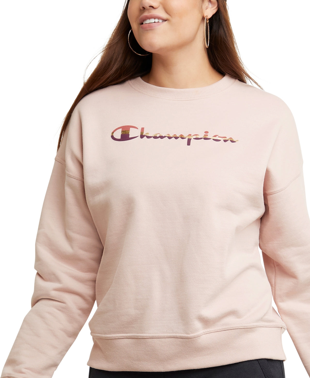 Champion Women's Powerblend Crewneck Sweatshirt Pink Size X-Large