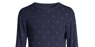 Ralph Lauren Men's Printed Waffle Knit Thermal Pajama Shirt Blue Size Medium