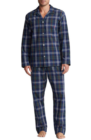 Ralph Lauren Men's Plaid Woven Cotton Pajamas Blue  Size Large