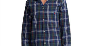 Ralph Lauren Men's Plaid Woven Cotton Pajamas Blue  Size Large