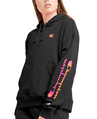 Champion Women's Powerblend Graphic Print Hoodie Black Size Large